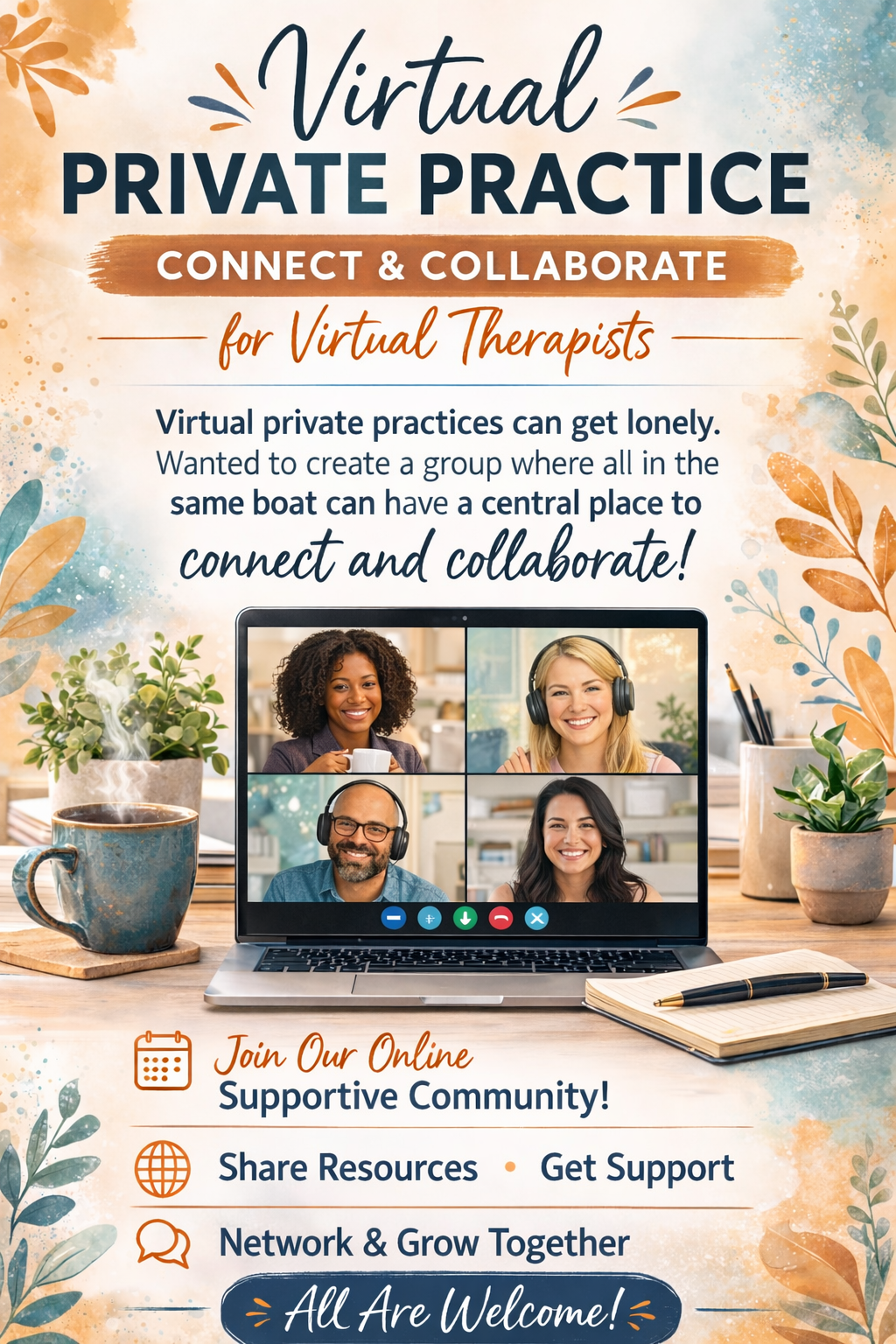 Virtual Group Practice ClinicianConnect — Professional Network for Mental Health Clinicians